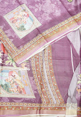 Premium printed silk mugal painting prints Elephants - Onion purple